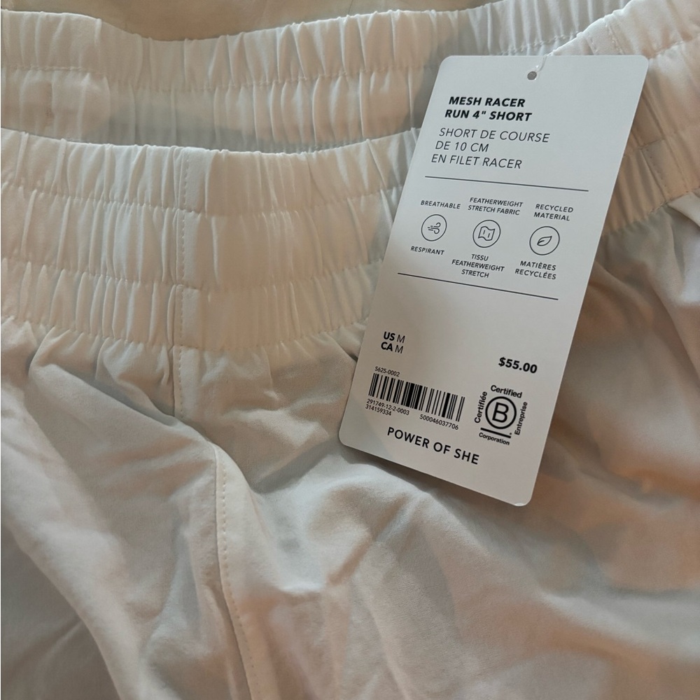 Athleta Mesh Racer Run 4” Shorts White Mid Rise NWT Size Medium - Picture 5 of 9